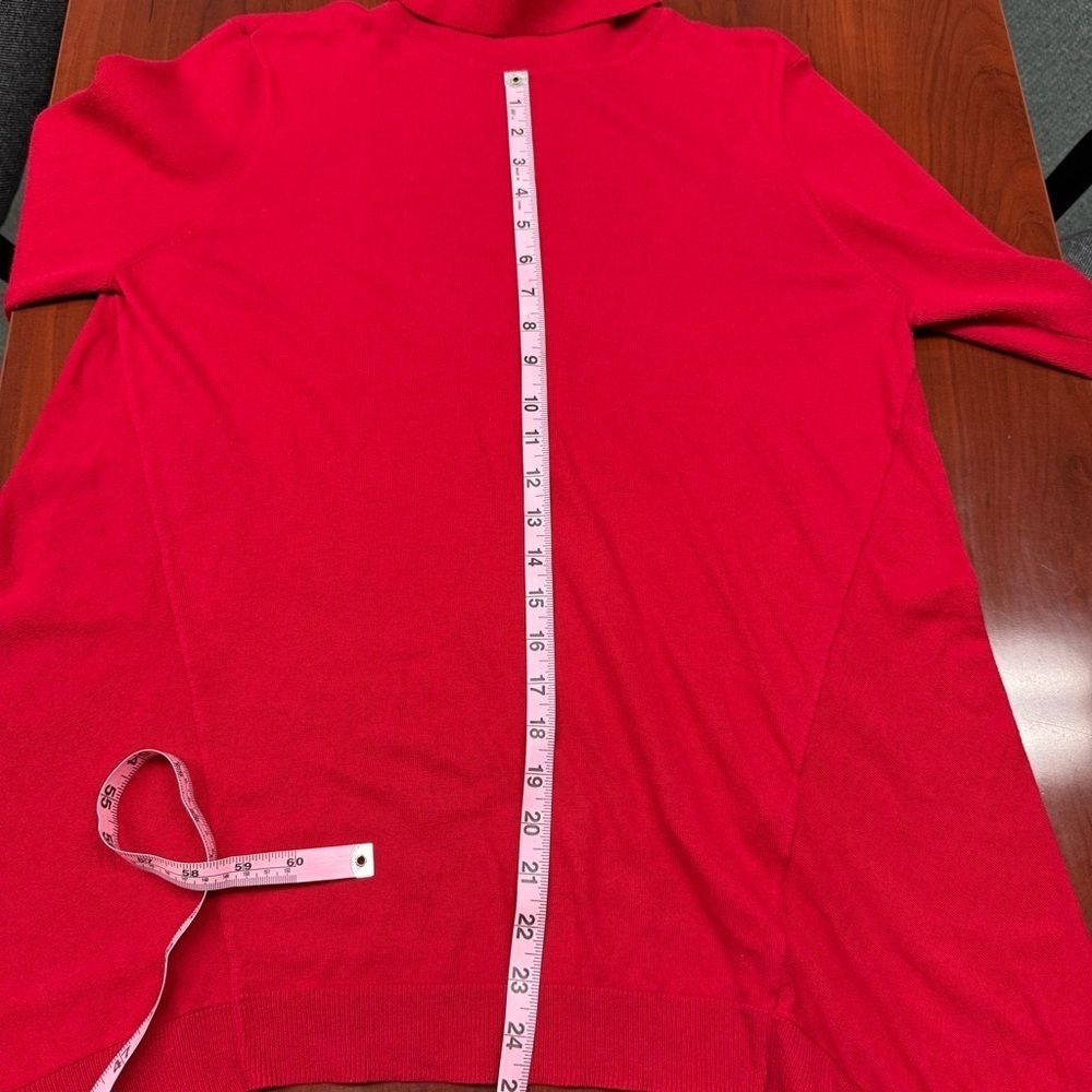 Chico’s Turtleneck Sweater Featherweight Layering Red Tunic Sz 12-L (Chico’s 2) - Picture 7 of 13